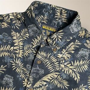 Woolrich John Rich & Bros Mens XL Navy Tropical Jeep Camp Shirt Button Down